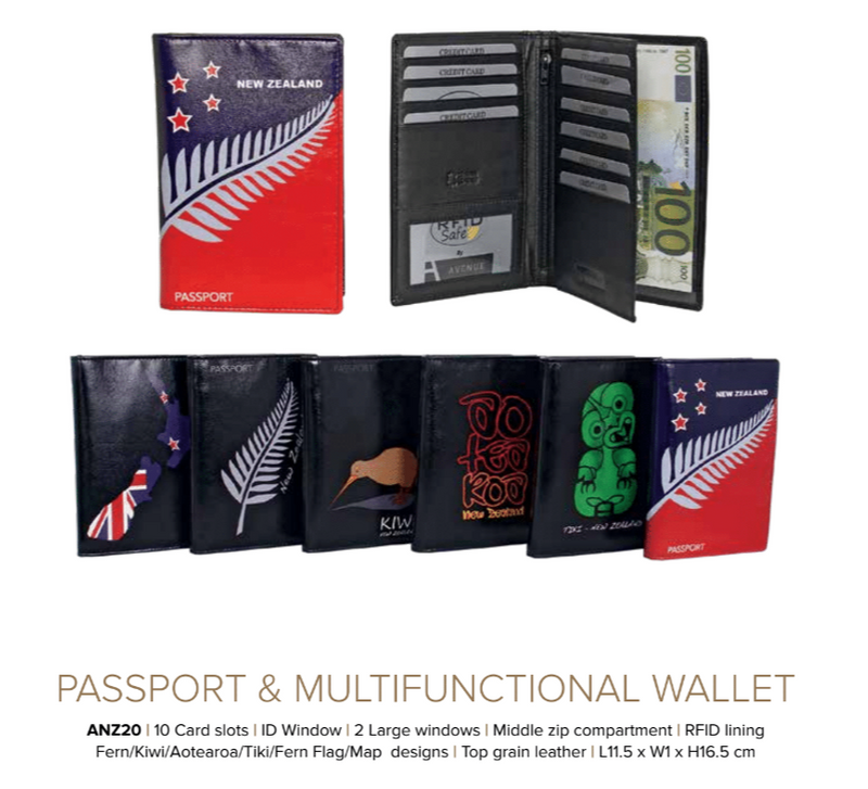 Avenue Leather Souvenir Passport Wallet Rfid Lined Map Flag