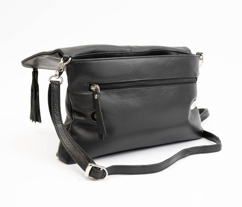 Avenue ‘zed’ Leather Foldover Clutch Black