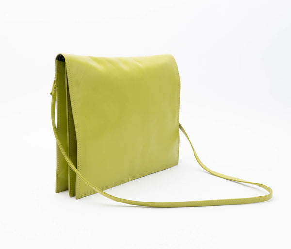 Avenue Techno-Chic Leather Handbag Lime