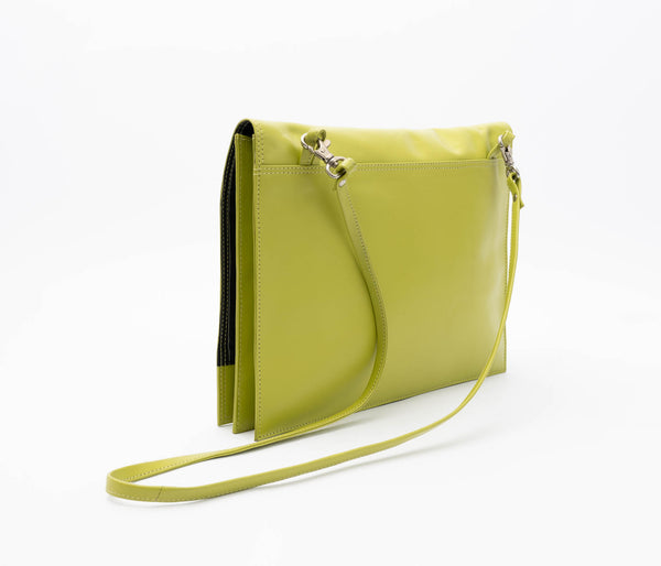 Avenue Techno-Chic Leather Handbag Lime