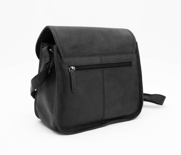 Hunter Leather Black Cross Body Satchel