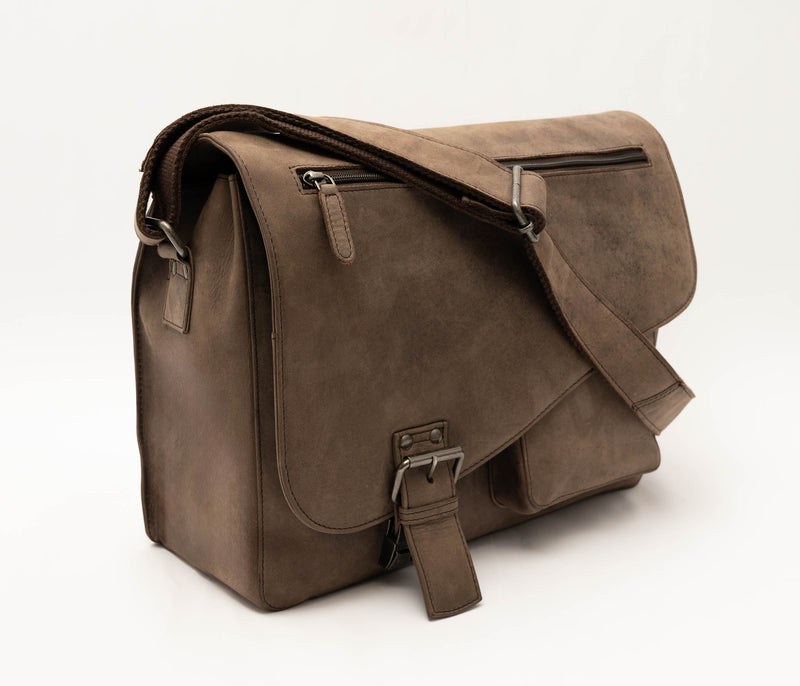 Avenue Hunter Leather Flap Bag Brown