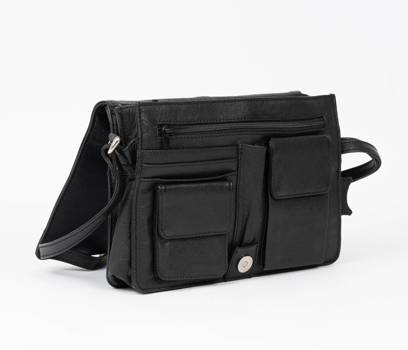 Avenue Leather Flapover Organiser Black