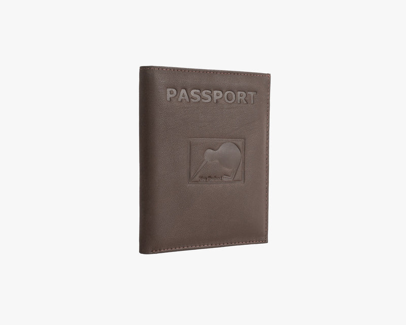 Kiwi Leather Passport Wallet Brown
