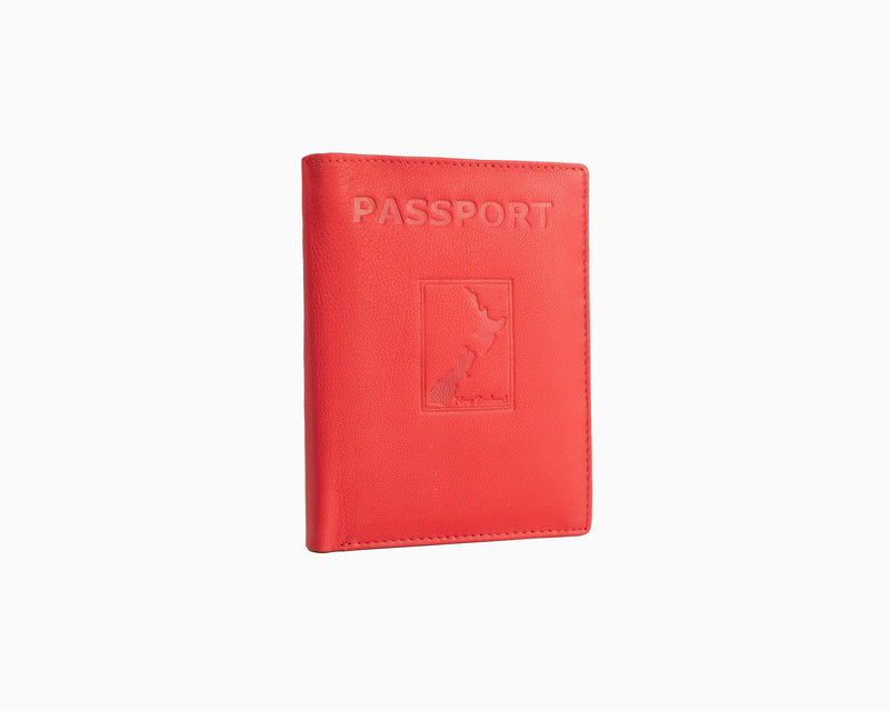 Map Leather Passport Wallet Red