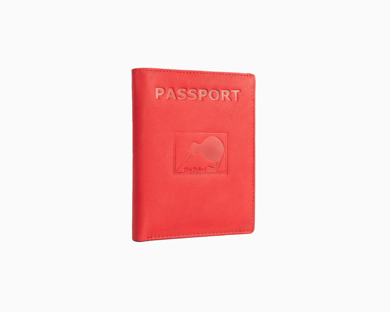 Kiwi Leather Passport Wallet Red