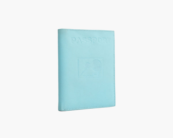 Kiwi Leather Passport Wallet Aqua