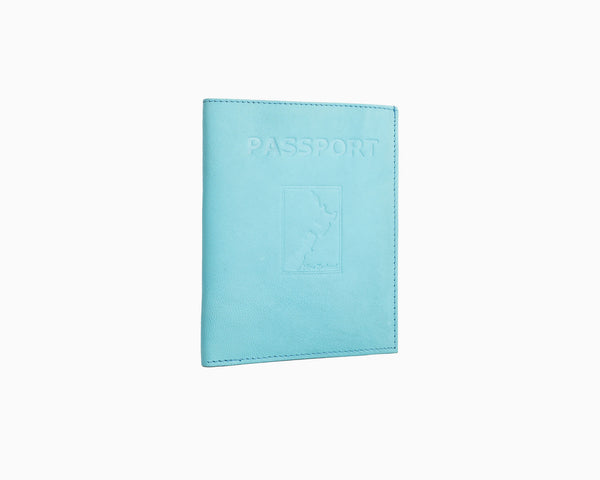Map Leather Passport Wallet Aqua