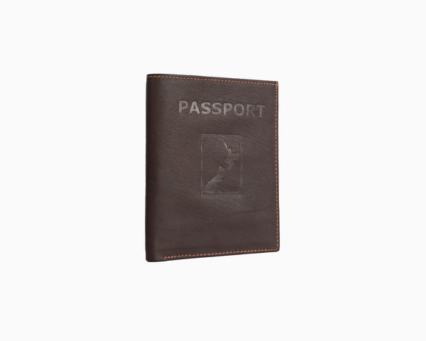Map Leather Passport Wallet Brown