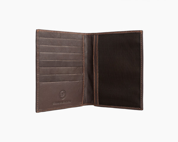 Map Leather Passport Wallet Brown