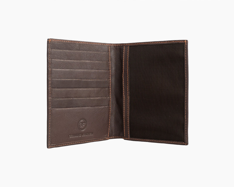 Avenue Leather Passport Wallet Brown with embossed New Zealand Map