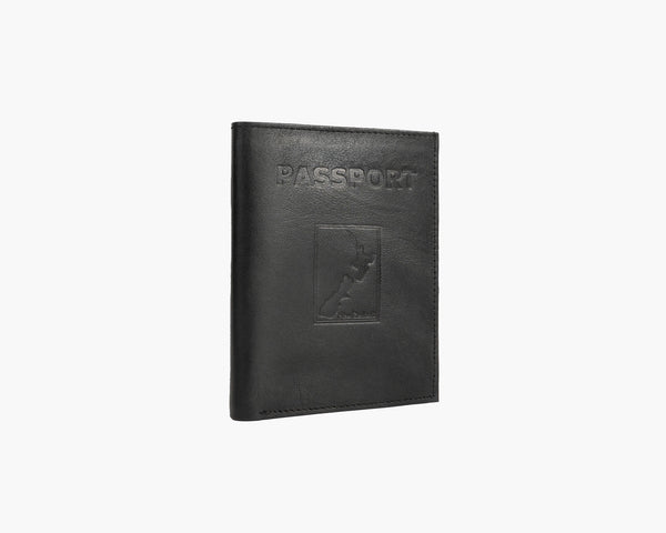Map Leather Passport Wallet Black