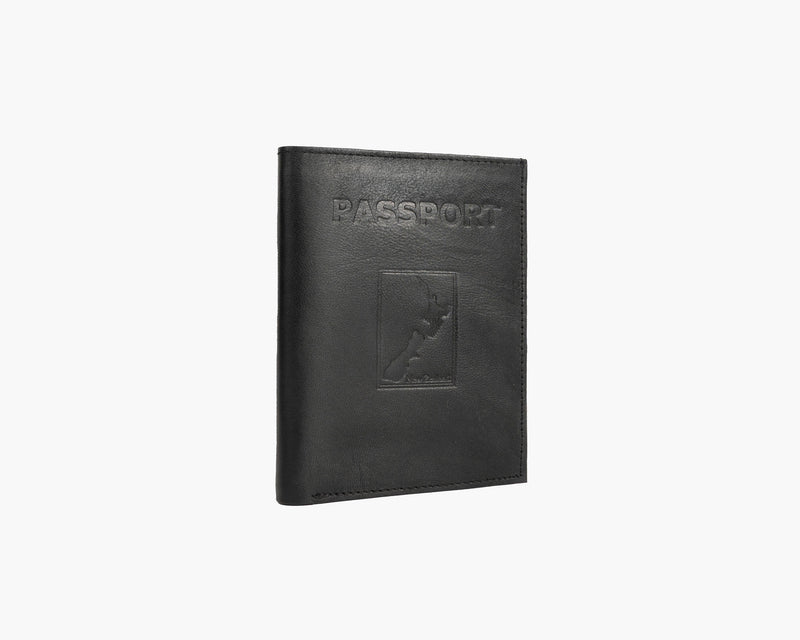 Map Leather Passport Wallet Black