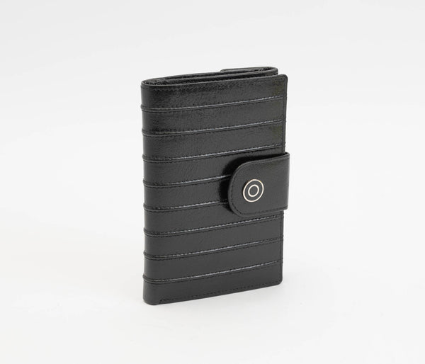 Avenue Ladies Leather Wallet Ridged Black