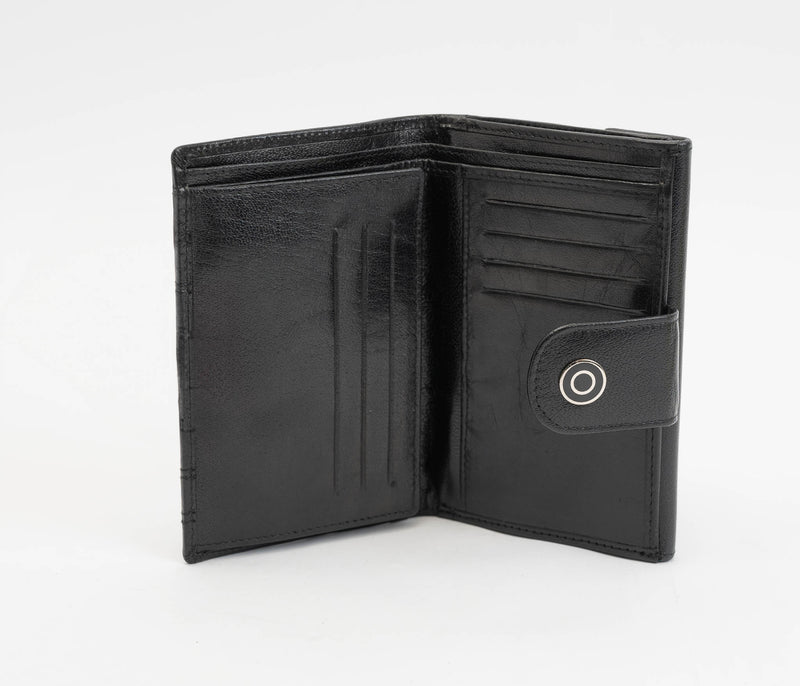 Avenue Ladies Leather Wallet Ridged Black