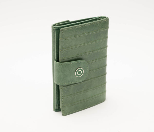 Avenue Ladies Leather Wallet Ridged Sage Green