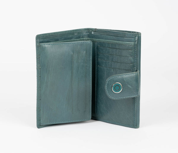 Avenue Ladies Leather Wallet Ridged Turquoise