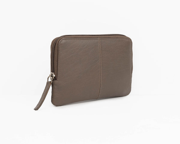 Avenue XL Mocha Leather Zip Coin and Card Purse RFID