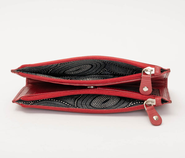 Avenue Leather Slim Zip Purse Red Hide RFID