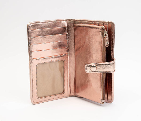 Avenue Hunter Leather Slim Wallet Hide Metallic Copper RFID