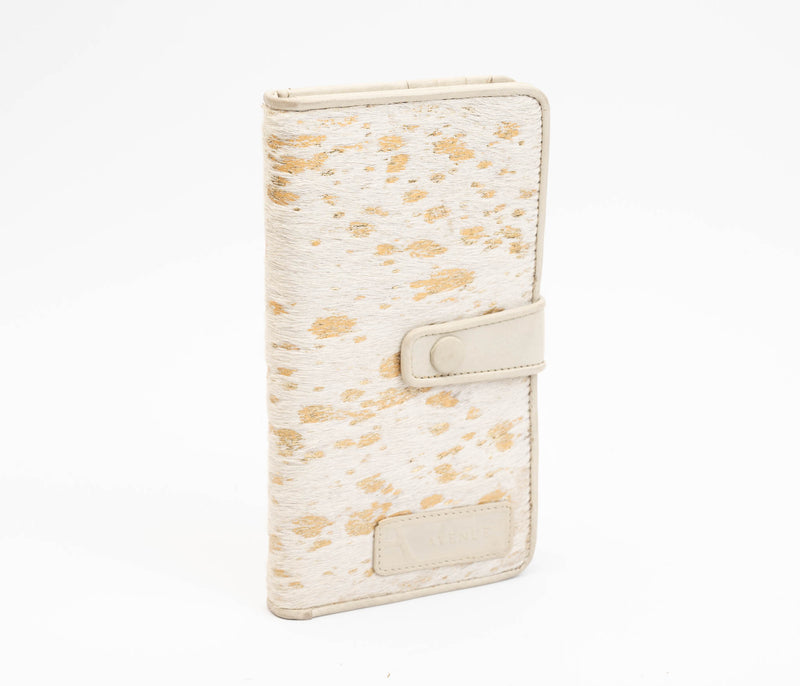 Avenue Hunter Slim Wallet Hide White and Gold RFID