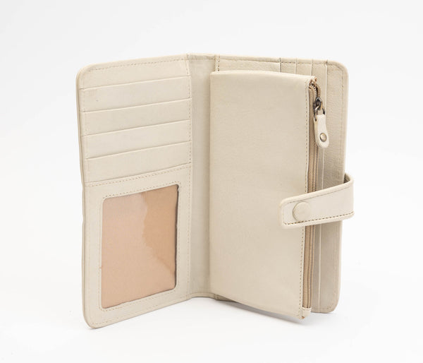 Avenue Hunter Slim Wallet Hide White and Gold RFID