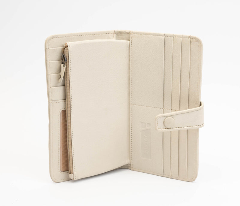 Avenue Hunter Slim Wallet Hide White and Gold RFID