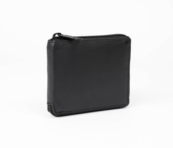 Avenue The Lawyer Zip Leather Wallet Black RFID