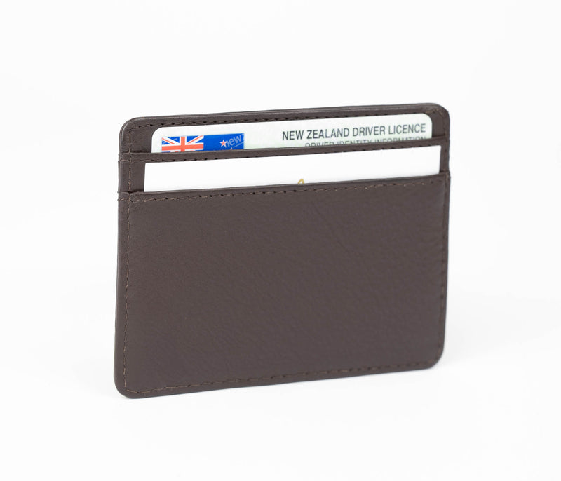 Avenue Leather Credit Card Slip Case Brown RFID