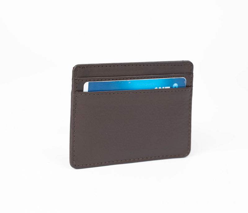 Avenue Leather Credit Card Slip Case Brown RFID