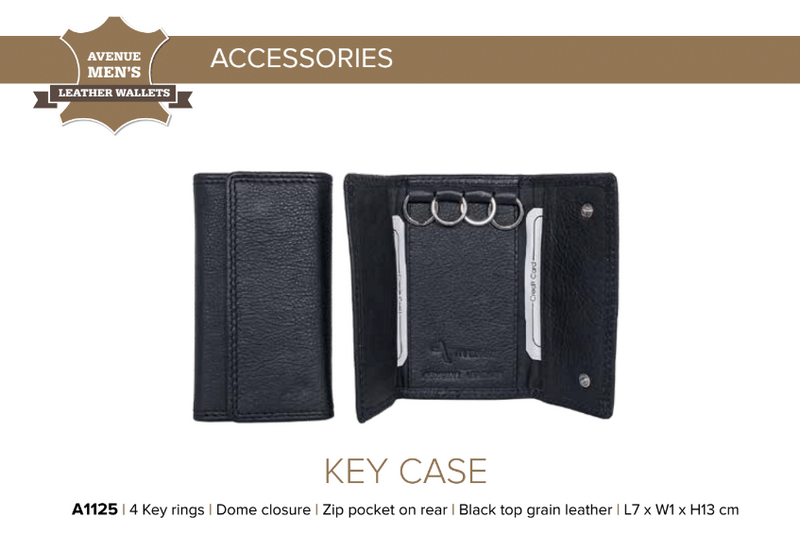 Avenue Black Leather Keycase