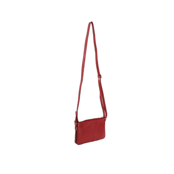 Avenue ‘Maya’ Small Double Leather Handbag/Red