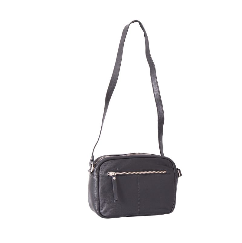 Avenue Zara ‘zed’ Leather Medium Cross Body Bag Bl
