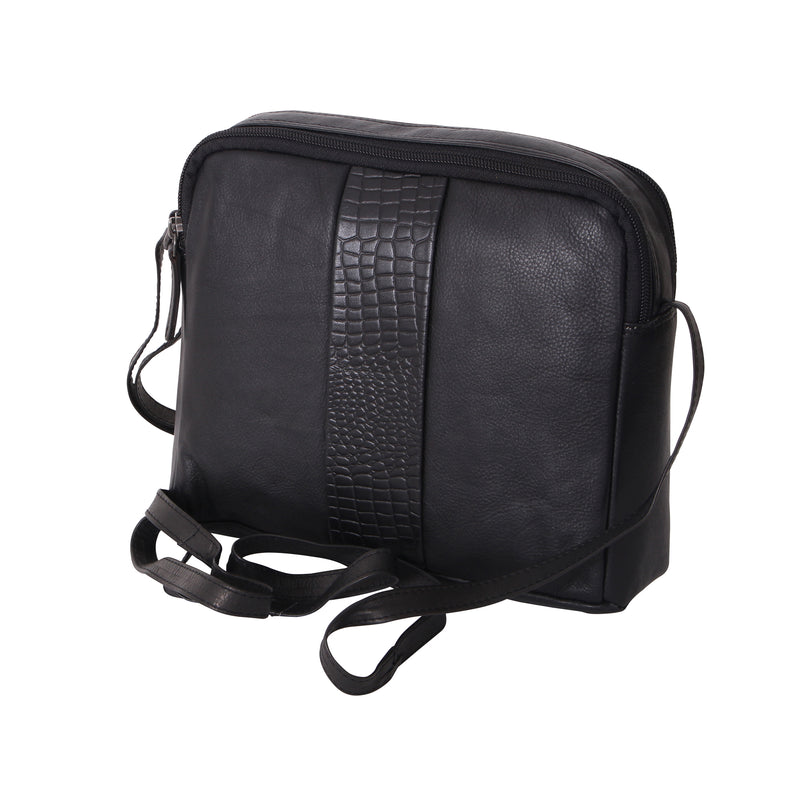 Avenue Liza Zed Leather Handbag Croc Black