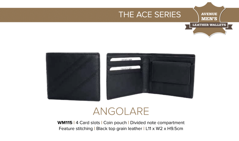 Avenue Mens ‘Angolare’ Leather Wallet Black