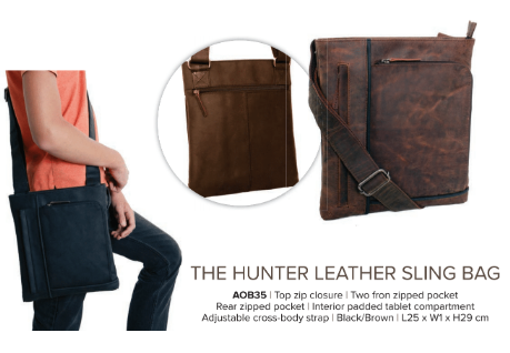 Avenue Hunter Leather Sling Bag Black