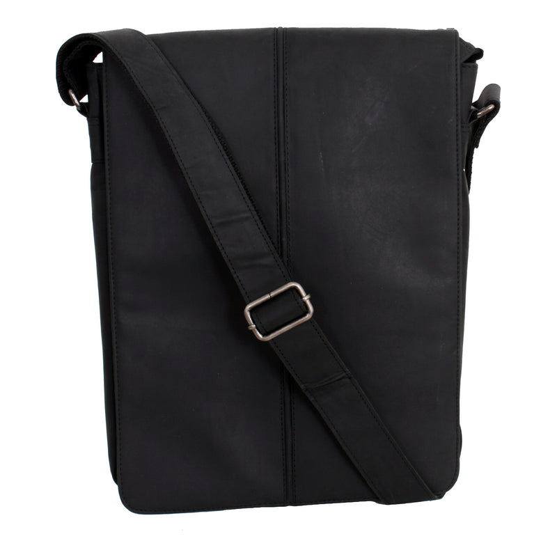 Avenue Hunter Leather Messenger Bag Black