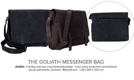 Avenue Hunter Leather Full Flap Bag Black -The Goliath Messenger Bag