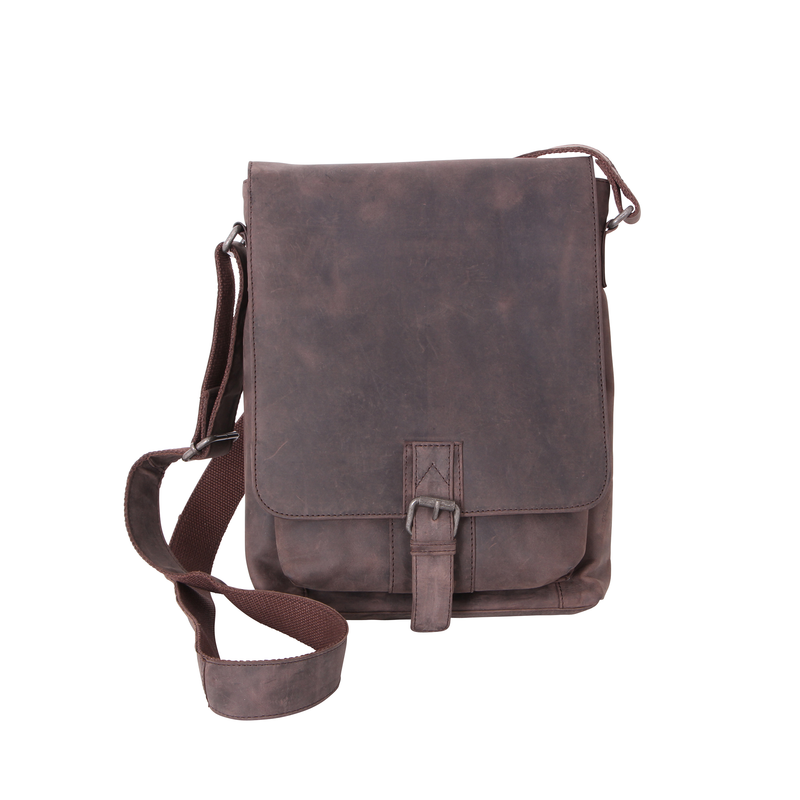 Avenue Hunter Leather Full Flap Bag Brown