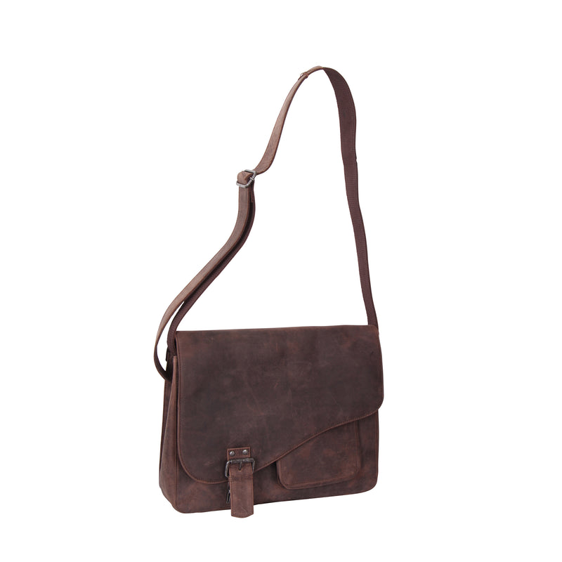 Avenue Hunter Leather Flap Bag Brown