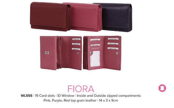 Avenue “Fiora” Ladies Leather Wallet Red