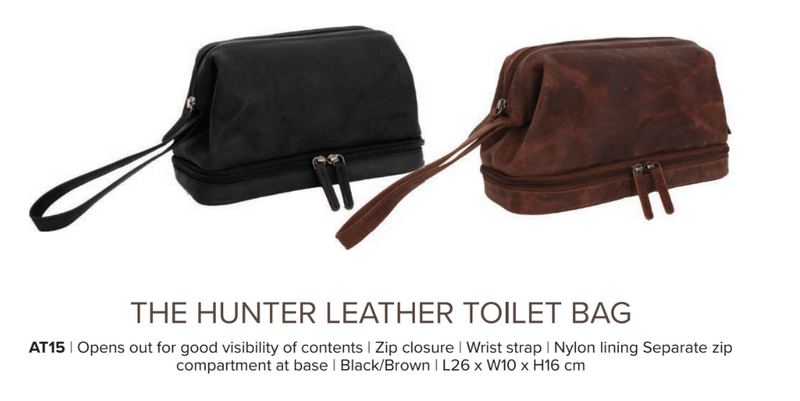 Avenue Hunter Leather Toiletry Case Black
