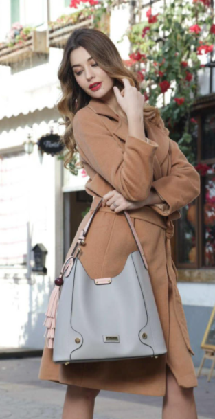 Miss Serenade Jessica Handbag Grey with Matching Clutch