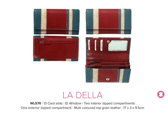 Avenue “la Della” Ladies Leather Wallet Red
