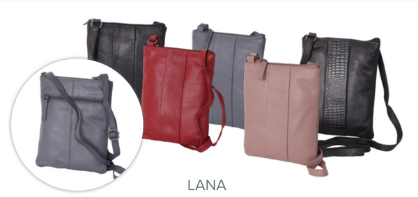 Avenue Lana Zed Leather Cross Body Bag Grey