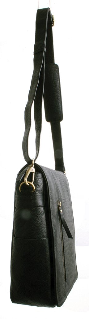 Avenue Messenger Bag A4 Milled Buff Leather Black