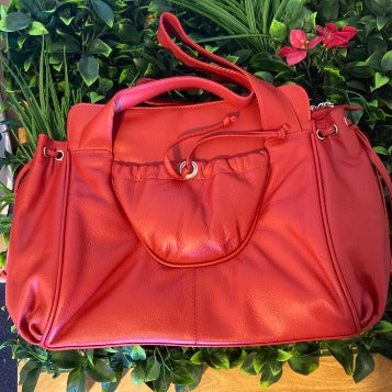 Platinum Leather Handbag Red