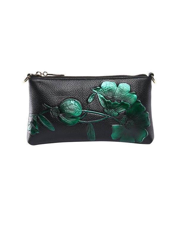 Serenade Van Gogh Handpainted Leather Bag Green