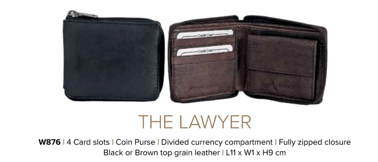 Avenue The Lawyer Zip Leather Wallet Black