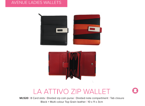 Avenue Ladies Leather Wallet Zip Coin Black